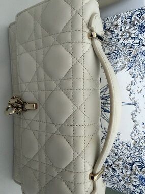 Dior White Quilted Shoulder Bag with Signature Charms